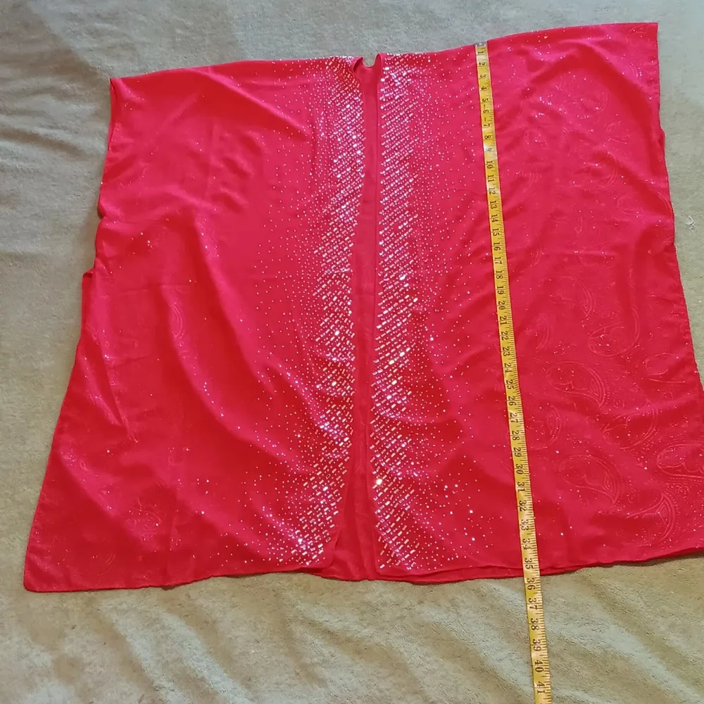 Jessica McClintock Red Kimono Women Open Front Oversized‎ Short Sleeve Valentine